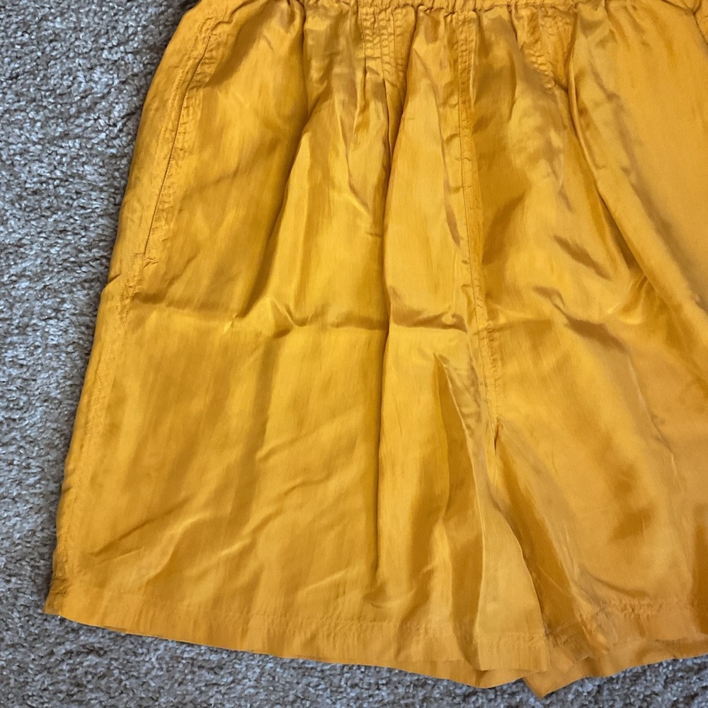 Vintage Christine Parker 100% Silk Shorts Mustard Yellow Elastic Waist Small - Picture 3 of 5
